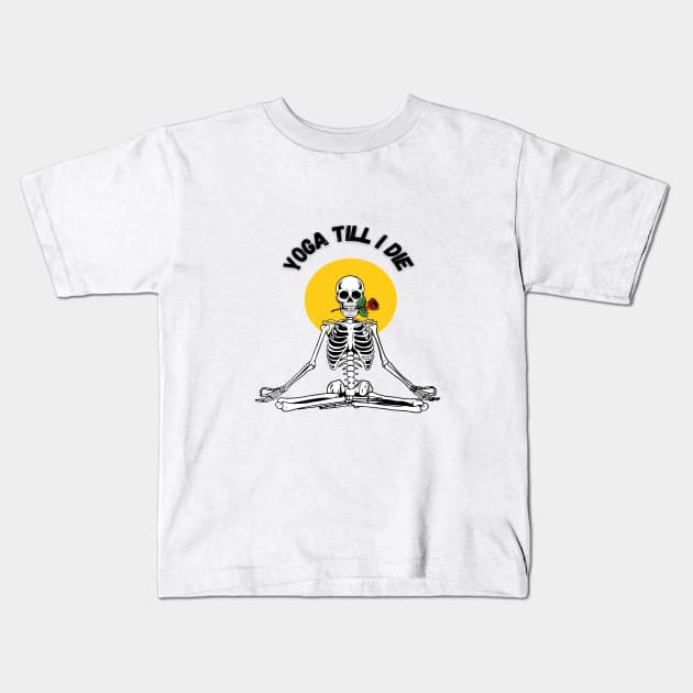 Yoga skeleton Kids T-Shirt by SUNWANG